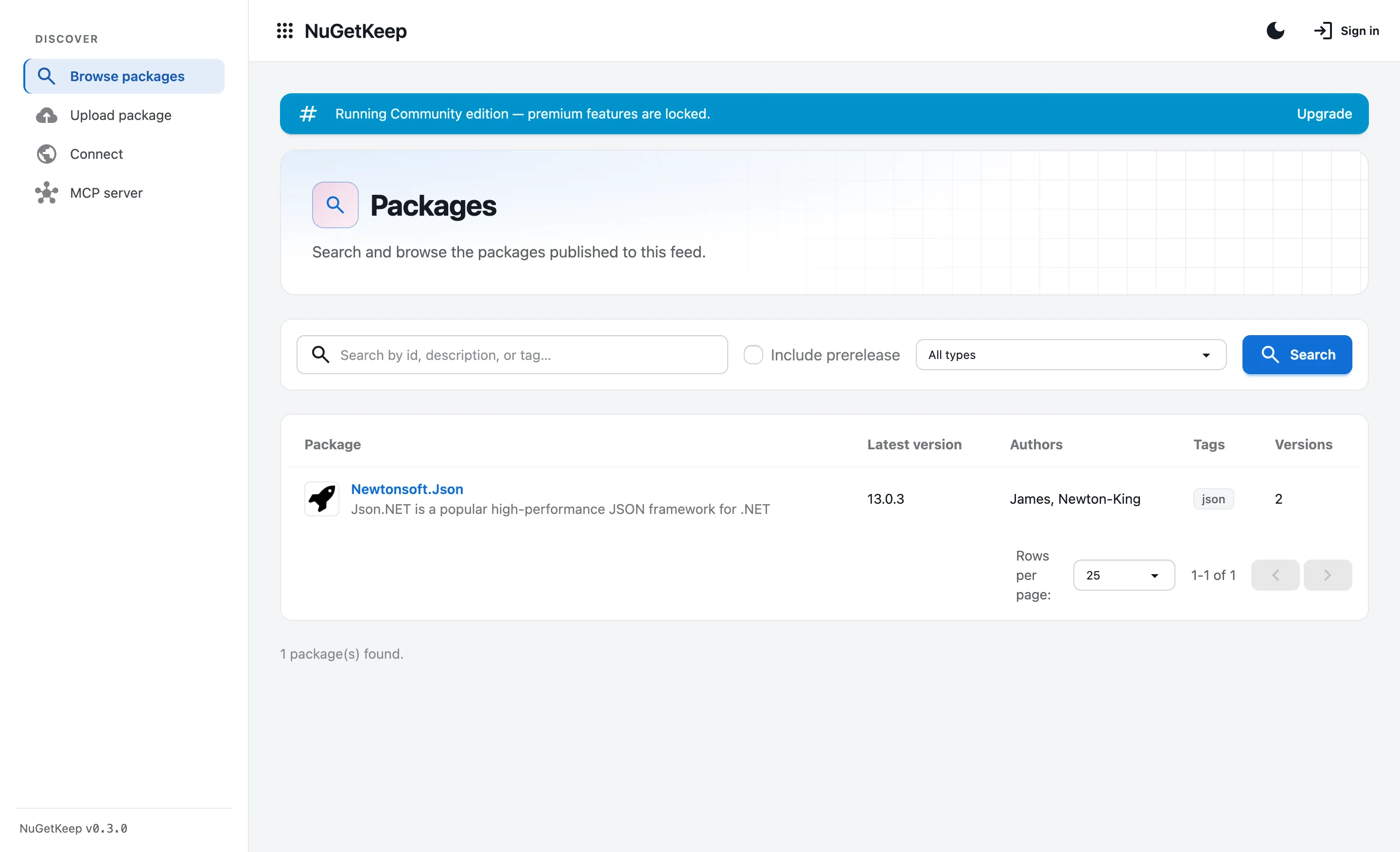 NuGetKeep — browse the packages in a feed
